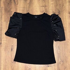 IRIS Elegant Black Puff Sleeve Top